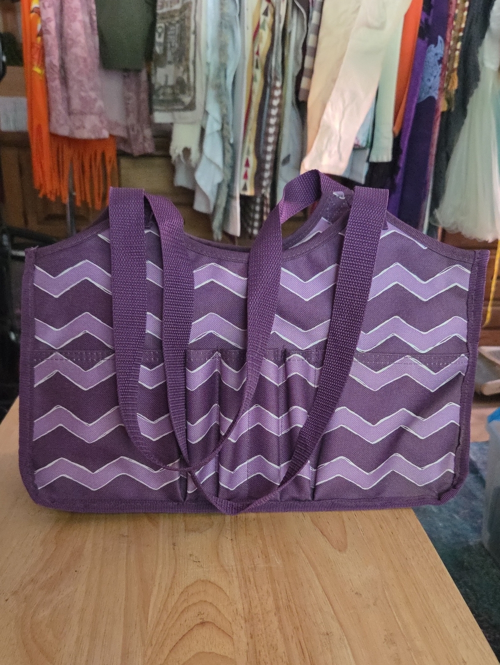 thirty-one Purple Chevron Tote with Dual Shoulder Straps